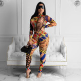 New Style Women Geometric Pattern Colorful Pants Suits YSH6118