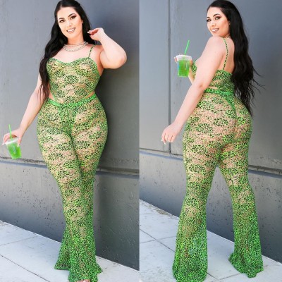 Snakeskin mesh print suit bikini top+pants BN014