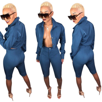 Trendy 2 Pieces Suits Long Sleeve Coat Straight Halt Pants F8143
