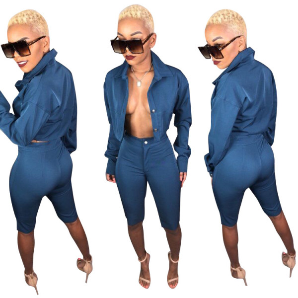 Trendy 2 Pieces Suits Long Sleeve Coat Straight Halt Pants F8143