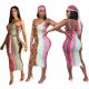 Cheap Printing Slim Strappy Midi Dress With Kerchief YX9129
