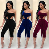 Sport Outfits Oblique Shoulder Crop Top Bodycon Pants M833