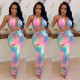 Sexy Backless Clubwear Tie-Dye Halter Neck Maxi Dress CY1160