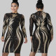 Large size women's sequins series tight-fitting hip dress YF1101