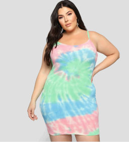 Printed color sexy knitted slim skirt with large size suspendersJLY1858