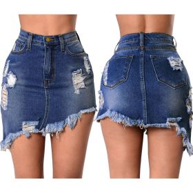 Sexy wild hand-crushed rough high waist irregular denim skirt HSF20451
