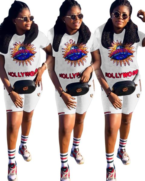 Trendy Street Style Black/White Women Sequin T-Shirt DN8219