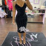 Bodycon Sexy Corduroy Spaghetti Strap Knee Length Dress QLKG75