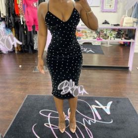 Bodycon Sexy Corduroy Spaghetti Strap Knee Length Dress QLKG75