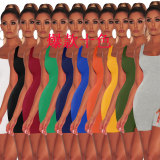 Factory Price Casual Solid Color Bodycon Short Jumpsuit WMZ2408