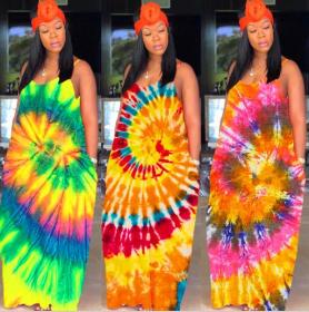 Casual fashion sexy plus size women\'s tie-dye dress TY1816