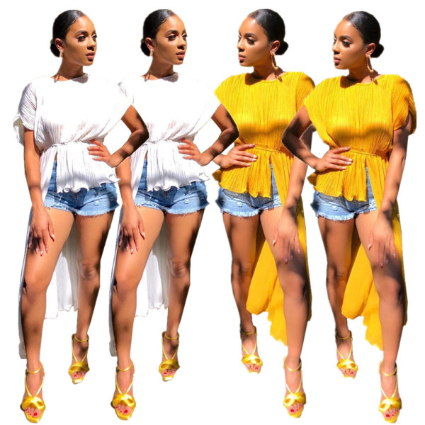 Unique Comfy Irregular Solid Top For Ladies YT3128