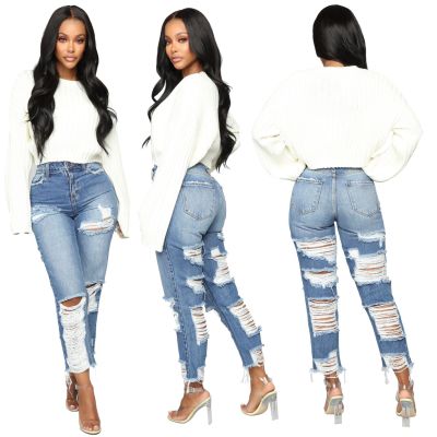 Casual Acid?Washes Straight Pants All-Match Inelastic Jeans SMR2066
