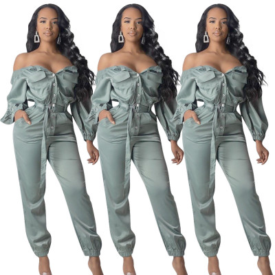 New Design Autumn Cargo Pants Strapless Long Jumpsuits NK042