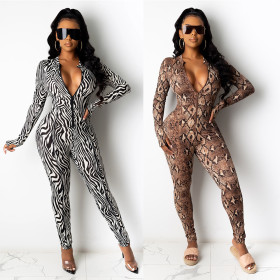 Slim fit zipper long sleeve one-piece nightclub clothes KA7118