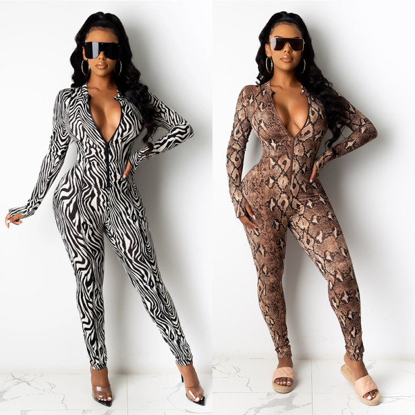 Slim fit zipper long sleeve one-piece nightclub clothes KA7118