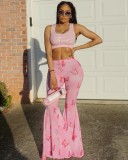 Sweet temperament printed flared trousers CY9021