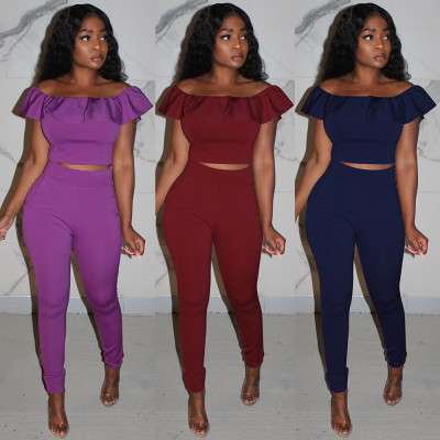 Sexy Ruffled Slim Shoulder Pocket Slim Two-Piece Nightclub Suit KA7085