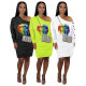 Leisure Oblique Shoulder T-Shirt Long Sleeves Dress MTY6252
