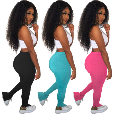 Skinny high-waisted side slit micro-flared pants WLS201028
