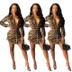Wholesale Polyester Female Button Down Printing Dress Without Belt Q372