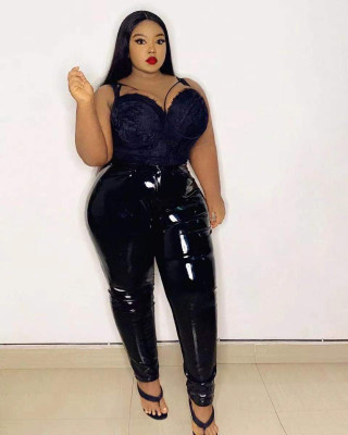 Sexy plus velvet thick PU leather pants DM170