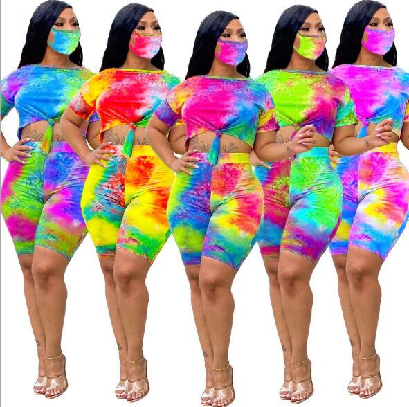 Sexy Digital Printing Gradient Color Round Neck Waistless Two Piece Suit Including Mask LA3201