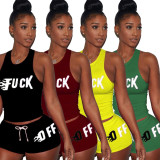 Letter Print Fashion Casual Sports Suit Two Piece Set RSN742