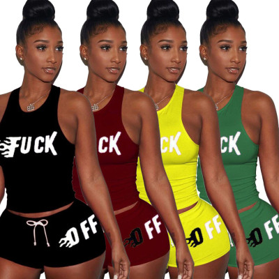 Letter Print Fashion Casual Sports Suit Two Piece Set RSN742