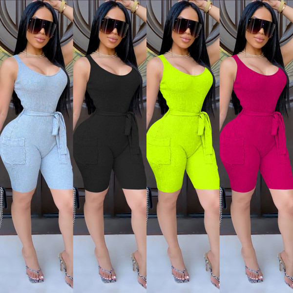 Sexy knitted jumpsuit vest XZ3626