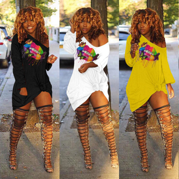 Female Casual Long Sleeves Irregular Dress For Daily Wear MR217