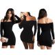 Black Off Shoulder Bodycon Mini Dress F8022