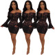 Sexy Lace Off Shoulder Flare Sleeve Bodycon Dress SDD9047