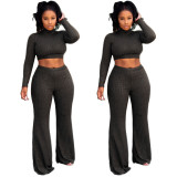 Fashion Sweater Outfits Crop Top Wide Leg Pants MY9288