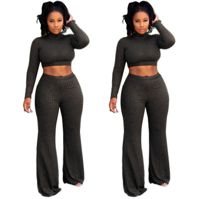 Fashion Sweater Outfits Crop Top Wide Leg Pants MY9288