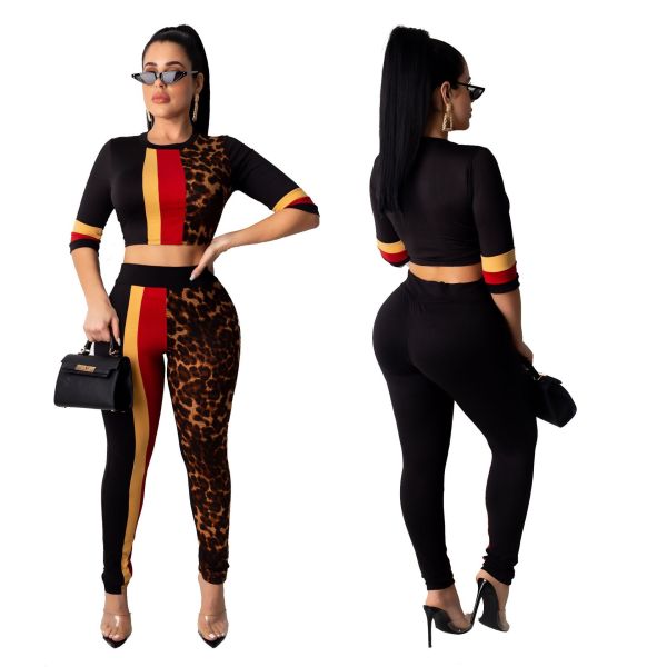 Sports Colorful Stripe Patchwork Unique Outfits For Ladies SN3724