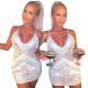 Strap fringed lace V-neck nightclub skirt MYF9566