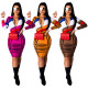 Slim Bodycon Zip Up Long Sleeves Midi Dress SDD9101
