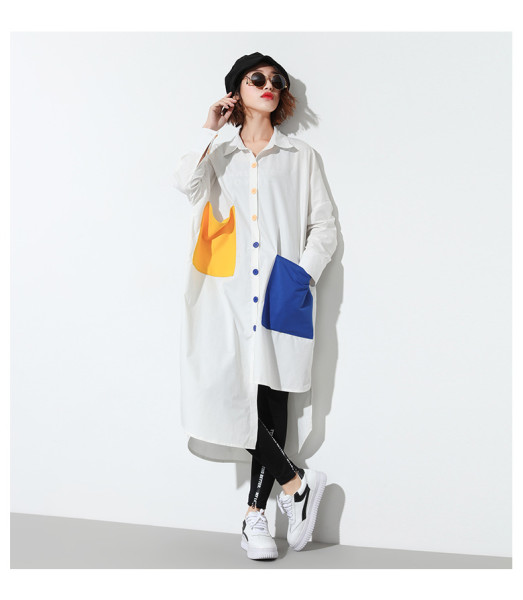 Casual Pockets Long Shirt Dress ZY17615