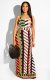 Latest Geometric Print Condole Belt Long Dress D8261