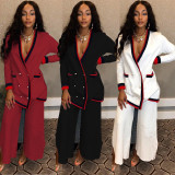 Surplice Neck Tops Wide Leg Pants Women Suits ALS057