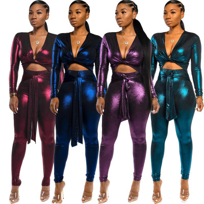 Sexy tight-fitting V-neck straps jumpsuit MOS977