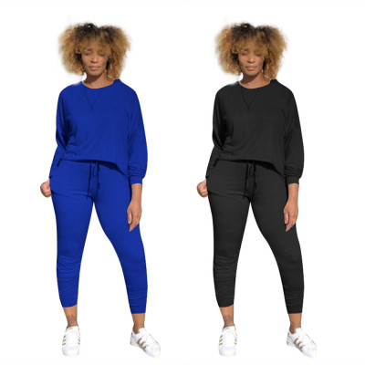 Hot Sale Track Suits Pure Color T-Shirt Elastic Pants LM9018