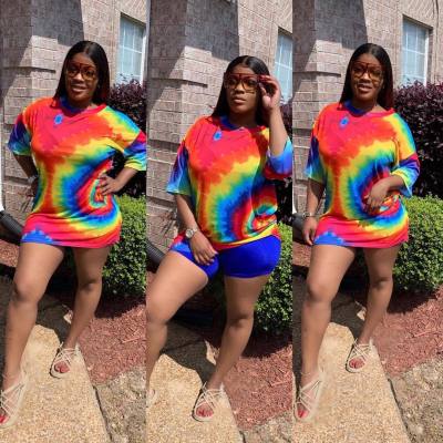 Plus Size Printing Short Dresses For Daliy Wear E8343