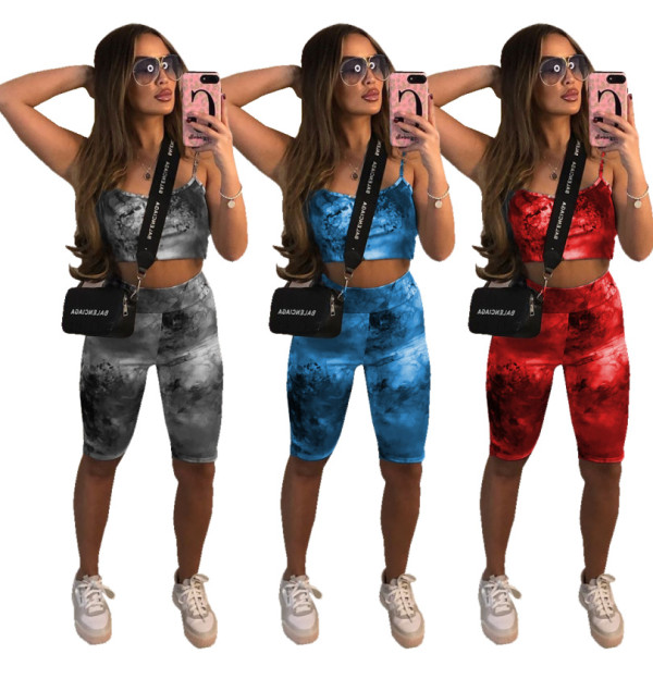 Fashion multicolor tie-dye suit W837