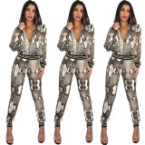 Sport Fashion Snake Print 2 Pieces Women Suits HM5180