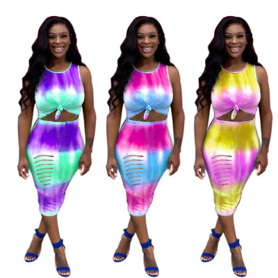 Burning flower gradient dress YLY2312