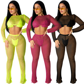 Summer Perspective Hollow Out Women Solid Outfits QQM3738