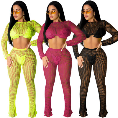 Summer Perspective Hollow Out Women Solid Outfits QQM3738