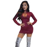 Bandage Hot Sexy Bodycon Low-Cut Pleuche Short Dress D8057